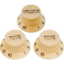 Stratocaster/Strat Guitar Control Knobs - 2 Tone, 1 Volume Metric Cream