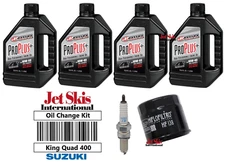 For Suzuki King Quad 400 LTA400 F Full Synthetic Oil Change Kit & NGK Spark Plug