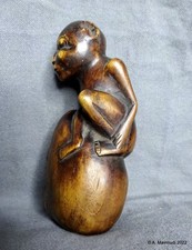 Lombok/Bali Carving spirit Figure Carved Indonesian Wood Vessel Lid