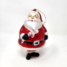 Santa Claus Christmas Ornament 7" Standing Holding Candy Cane Glass Glitter