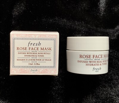 FRESH ROSE FACE MASK INFUSED WITH REAL ROSE PETALS 15 ML/0.5 OZ. NEW IN BOX MINI