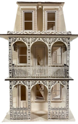 Saint Charles French Quarter Puppenhaus im Maßstab 1:12 lasergeschnittene flache Packung Kit