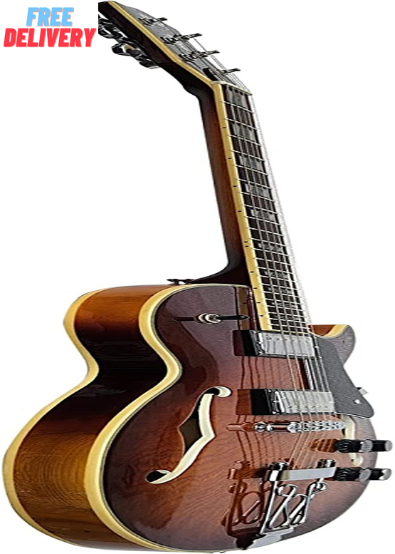 IYV IJZ300 TSB Jazz Solid HollowBody Electric Guitar, Tobacco