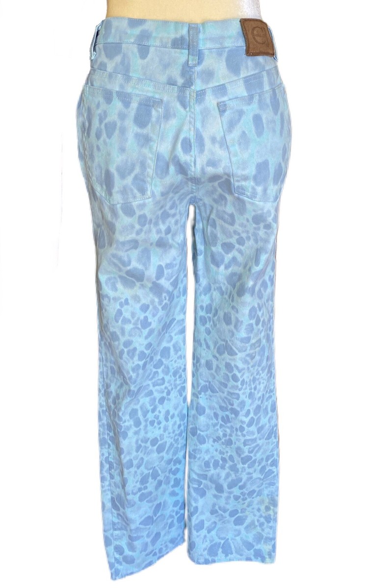 Roberto cavalli 花柄　ヒョウ柄　ブルーデニムパンツ　スキニー Italian Designer Vintage Roberto Cavalli Sparkle Leopard Print