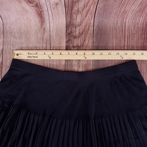 *FLAW* Exclusively Misook Womens Large Navy Blue Elastic Waistband Stretch Skirt - Picture 10 of 11