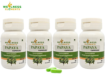 Papaya Capsules   Digestive Health, Immune Support & Skin | Pack of 4x60 (500mg)
