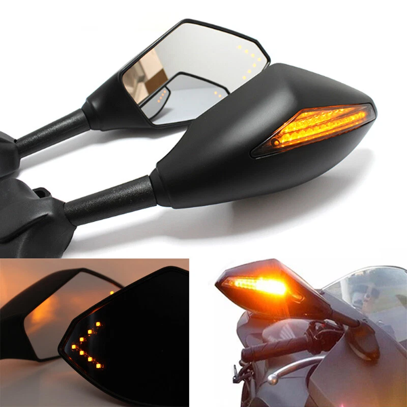 Espejo retrovisor lateral LED de carreras con señal de giro para motocicleta Yamaha YZF600R YZF1000R FZR600 Foto 2 de 4