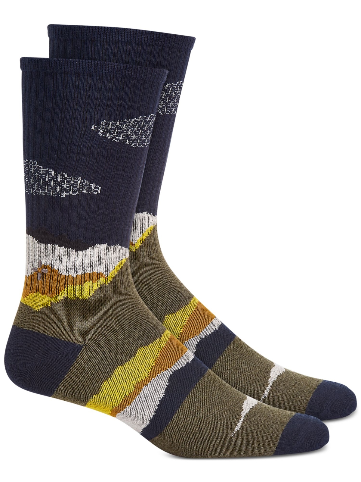 SUN STONE Мужские зеленые повседневные носки в рубчик с абстрактной вышивкой и вышивкой 7-12 1190₽