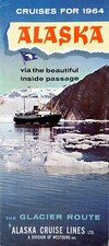 Collection of vintage Alaska Cruise Line and Alaska Ferry brochures