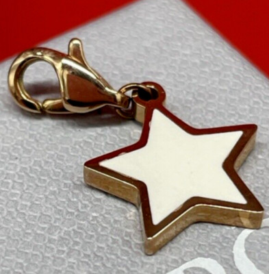 ANHÄNGER FÜR HALSKETTE ODER ARMBAND DAMEN ODER MÄDCHEN STERN WEISS UND GOLD SIGNIERT.