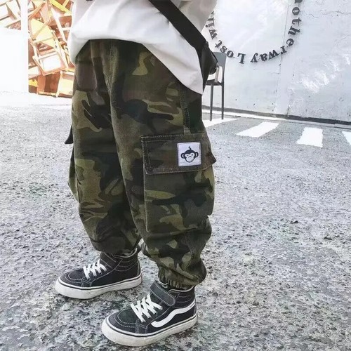 New Camouflage Cargo Pants Boy Loose Casual Sports Pants Thickened Kids Trousers - Picture 16 of 21