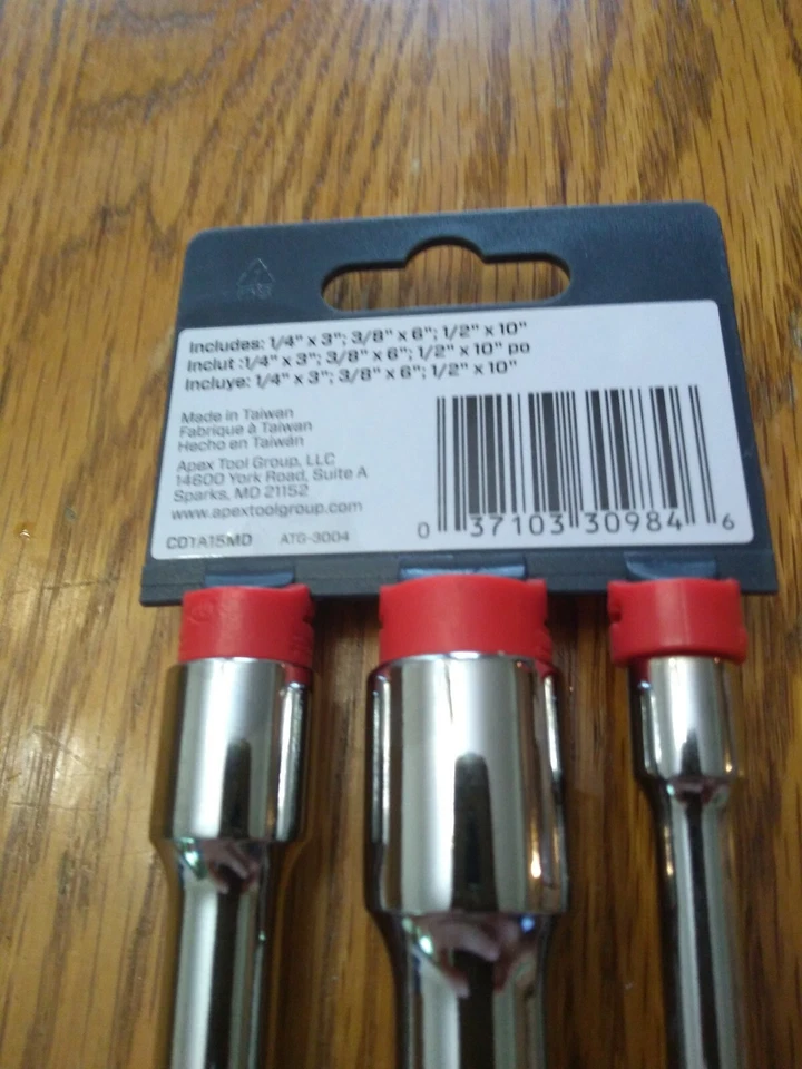 Crescent 3 Piece Socket Bar Extension Set 1/4" 3/8" 1/2" Drive CDTA15MD - Image 3 of 4