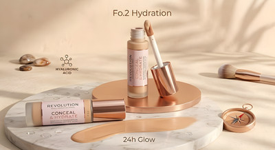 Makeup Revolution Conceal & Hydrate Foundation W/Hyaluronic Acid Fo.2 Brand New