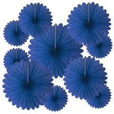 20 PCS Navy Blue Hanging Paper Fan Round Party Decorations Wedding Birthday