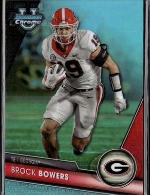 Brock Bowers 2023 Bowman Chrome Aqua Refractor RC 214/299 Georgia Bulldogs