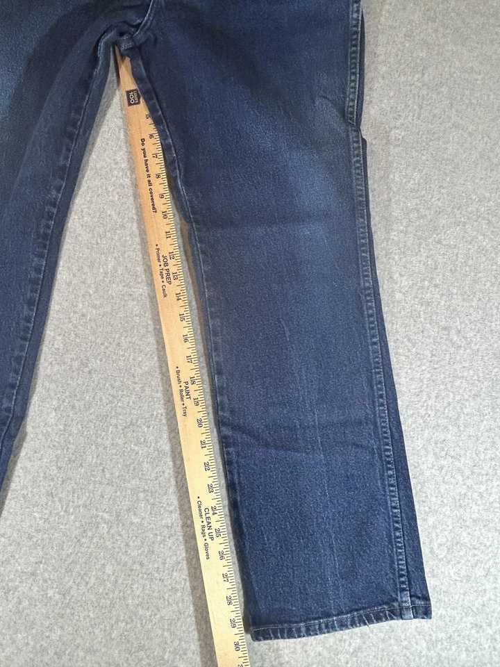 Wrangler Jeans Masculino 34x30 Azul Fino Elástico Reto Corte Cowboy Roupa de Trabalho Ocidental - Imagem 4 de 4
