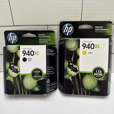 HP 940XL Black Yellow Ink Cartridge 2 Pack Genuine OEM Sealed Expired
