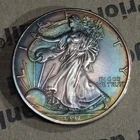 1997 One Ounce Walking Liberty.999 Silver Dollar Nicly Toned (Scratched)