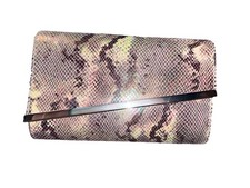 Mode In Pelle Snakeskin Clutch With 2x Chain Straps Shimmer Effect