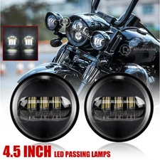 Pair 4-1/2" 4.5" Inch LED Passing Lamps Spot Fog Lights for Harley Davidson