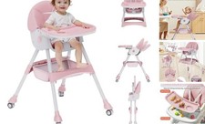High Chairs for Babies and Toddlers, 4 in 1 Convertible Baby High Chair, Pink