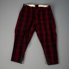 Woolrich True Vintage 40s Mens Red Buffalo Plaid Lace Up Cuff Hunting Pants 38