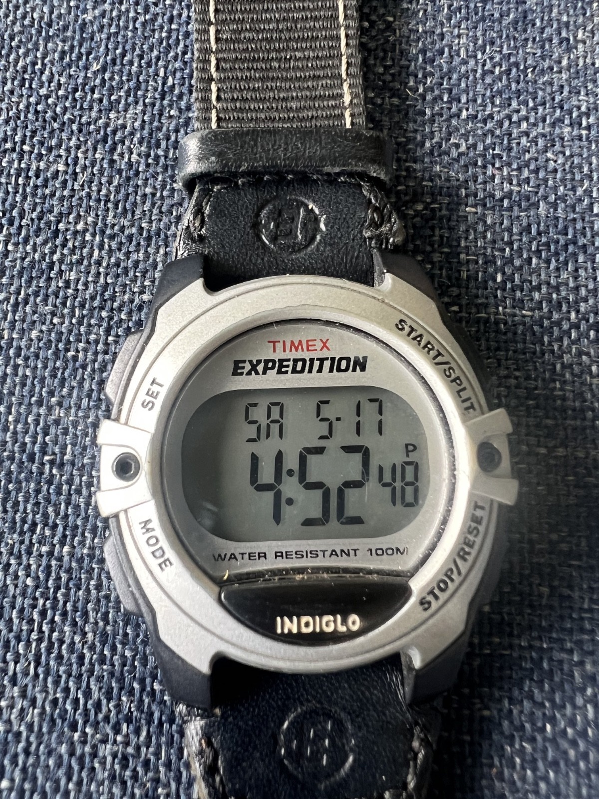 Timex Expedition Digital Watch Indiglo WR100M Leather/Nylon Strap Tested