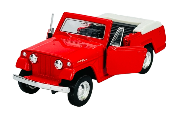 Welly Old Timer 1967 Jeep Jeepster Commando Roadster Rot 1:34 New In Box Model-image