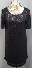 BB Dakota Steve Madden Shift Dress Womens M Black Cocktail Party Short Sleeve