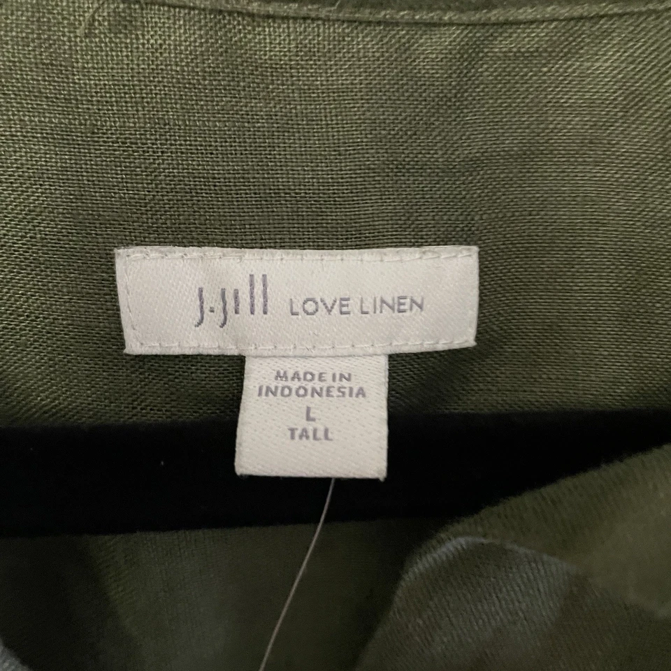 J. Jill Love Linen Tunic Shirt Green Moss Beachy Coastal Sz L Tall NWT B23 - Image 3 of 4