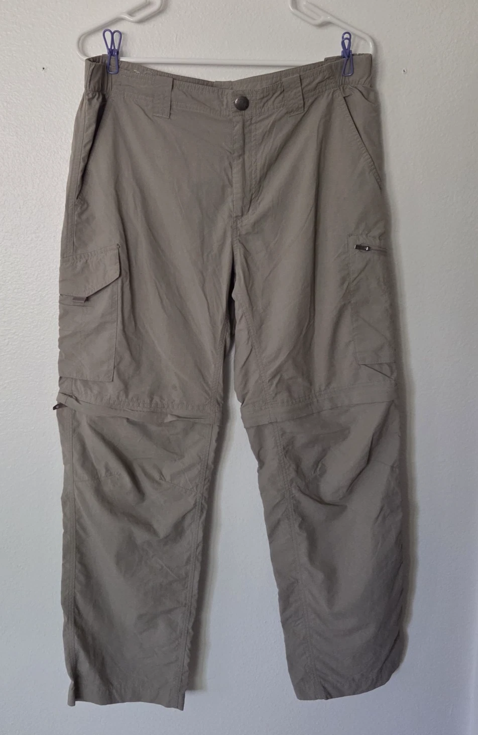 Columbia Pants Men 34x30 (32x29.5) Tan Omni-Shade Silver Ridge Convertible Cargo