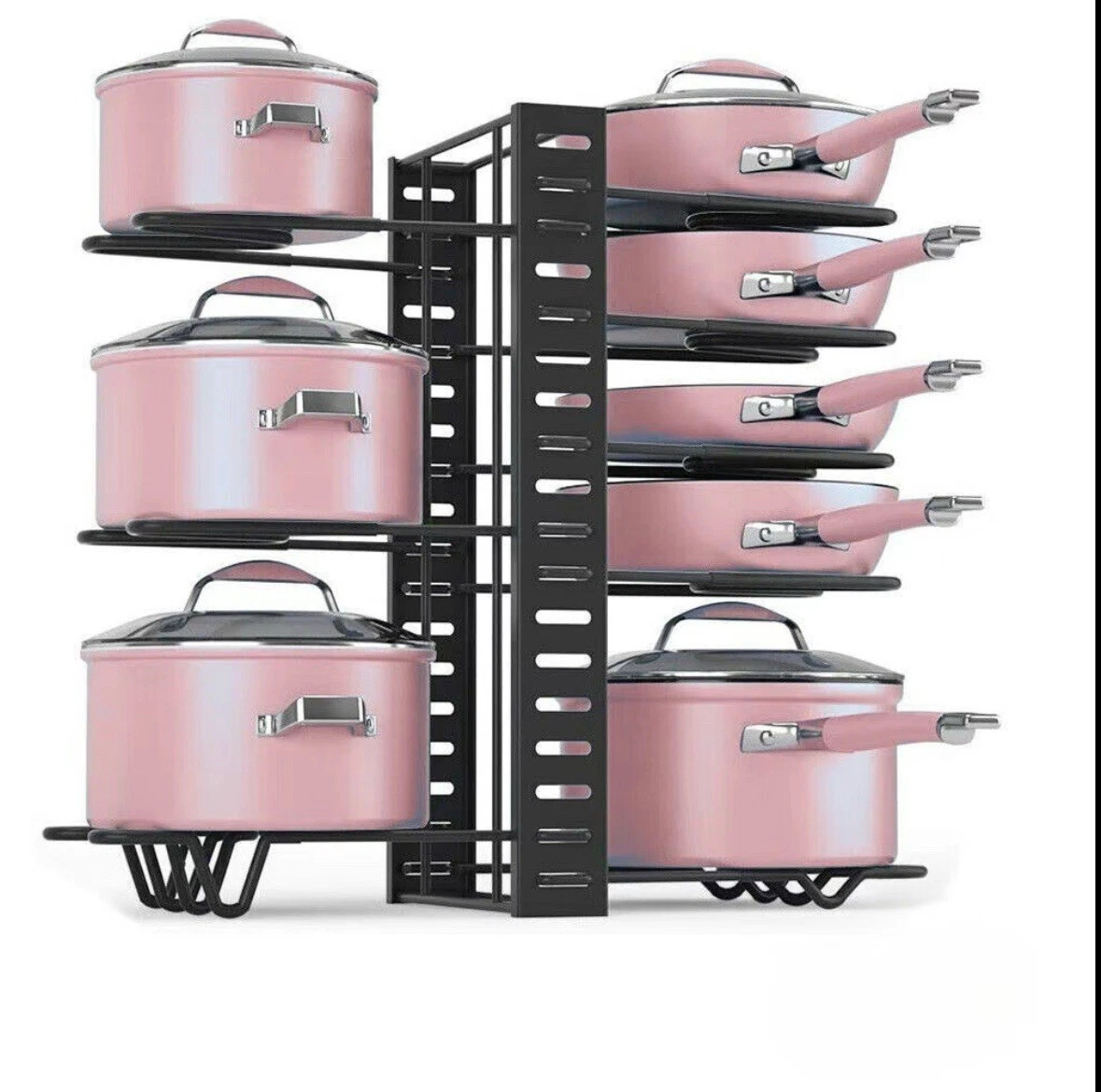Pots and Pans Organizer Rack under Cabinet, 8-Tier Kitchen Organizers...