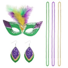 Mardi Gras Costume Accessory Outfit Feather Mask Mardi Gras Earrings Acrylic