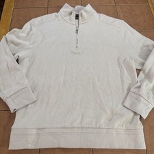 BOSS Hugo Boss Mens Sz Large Beige 1/4 Zip Pullover Sweater Long Sleeve Casual