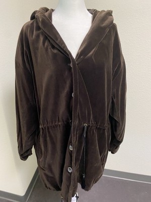 Kenzo Paris Women's Brown Ultrasuede Hooded Lightweight Jacket Brown Microfiber