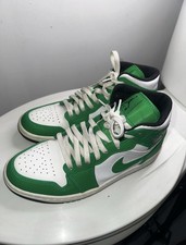 Jordan Air Jordan 1 Mid Lucky  Green White Leather Mid Top Basketball Sneaker