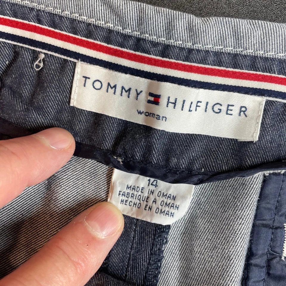 Винтажные женские джинсовые брюки 2001 Tommy Hilfiger размер 14 синие широкие штанины Y2K - Изображение 4 из 4