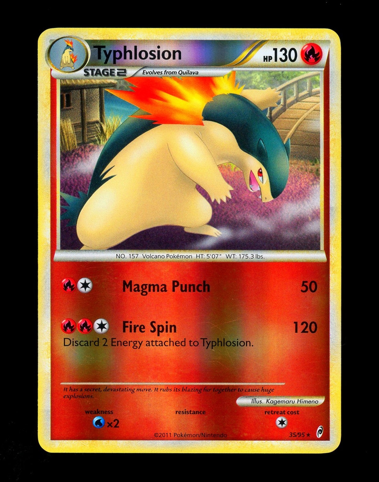 2011 Pokemon TYPHLOSION Call of Legends Set REVERSE HOLO Foil Rare Card 35/95 EX