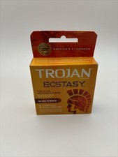 1pk Trojan Ecstasy Stimulations Ultrasmooth Lubricant Premium Latex Condoms 3 Ct