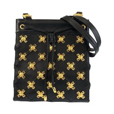 Versace Medusa Leather Shoulder Bag Women Black One Size