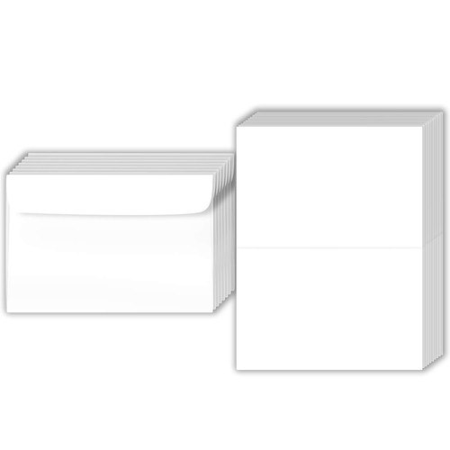 Big Blank Scored Folding Cards Set – 8.5 x 11” White Cardstock and 6 x 9” Env... - 第 1/6 張圖片
