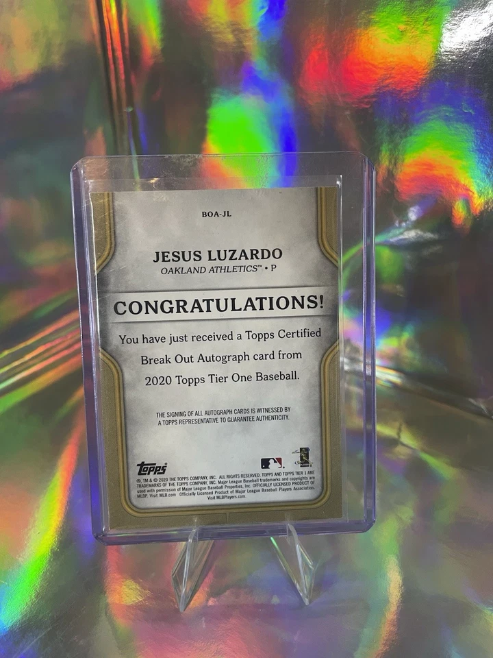 2020 Topps Tier One - Breakout Autographs Jesus Luzardo #BOA-JL /299 (AU, RC) - Image 2 of 2