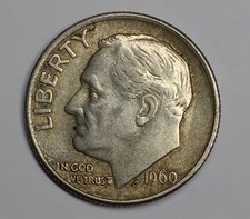 1960 P 10¢ DIME 90% SILVER TEN CENTS PHILADELPHIA MINT UNITED STATES OF AMERICA