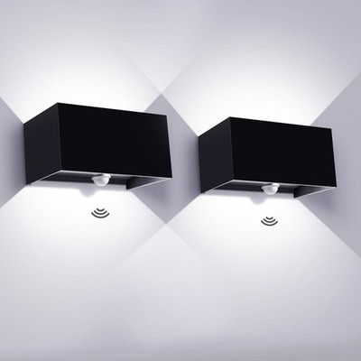 Kingwei 20W LED Außenwandleuchte Bewegungsmelder IP65 Schwarz 6000K Up Down