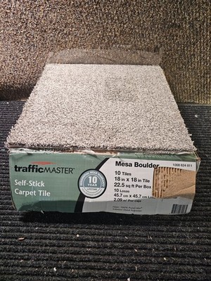 (QTY 10) TrafficMaster Marble Residential 18''x18''Peel Stick Carpet Tile Square