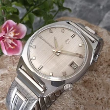 Serviced 1969 Bulova Accutron Linen Dial Cal. 218 Tuning Fork Watch NOS Bracelet