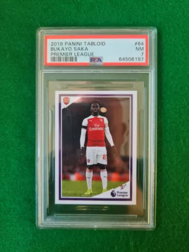 Bukayo Saka #64 Arsenal true rookie RC Panini Tabloid EPL 2019 PSA 7 Near Mint