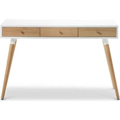 Scandinavian 3 Drawer Home Office Desk Side Table White 120cm