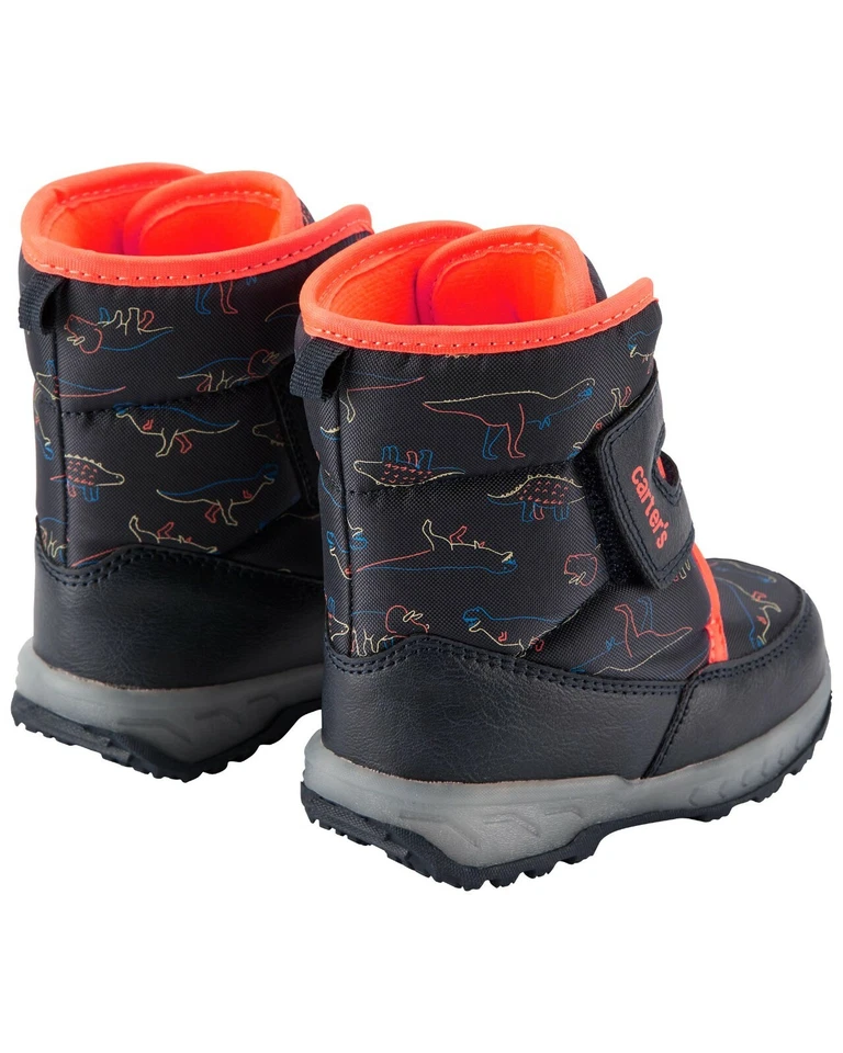NUEVO Carter's Niño Impermeable Iluminado Rojo Naranja Dinosaurio Doodle Botas de Nieve Zapatos Foto 4 de 4