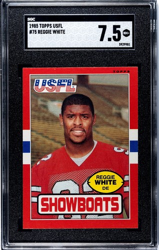 1985 Topps USFL #75 Reggie White RC Pre-Rookie SGC 7.5 NM+ Memphis Showboats HOF